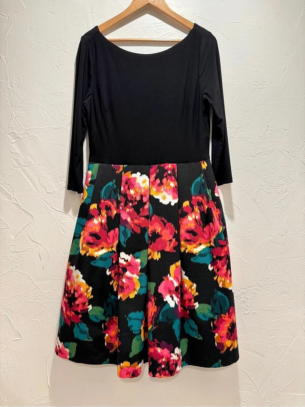 Eliza J Floral Midi Dress Black & Pink Like New